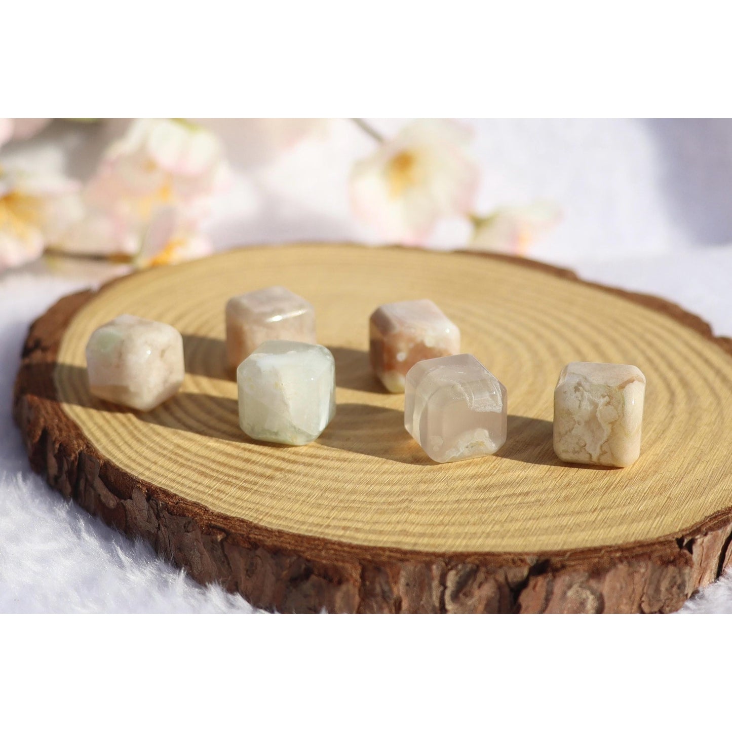 Mini Flower Agate Cubes