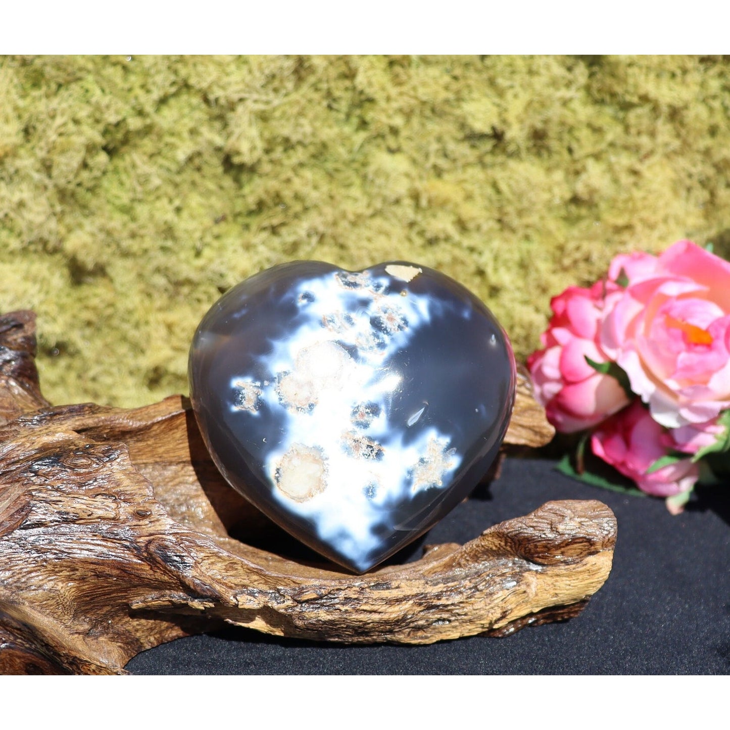 Orca Agate Crystal Heart