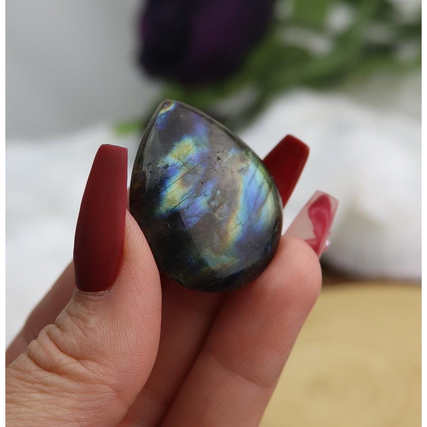 Flashy Labradorite Tear Drop Cabochon