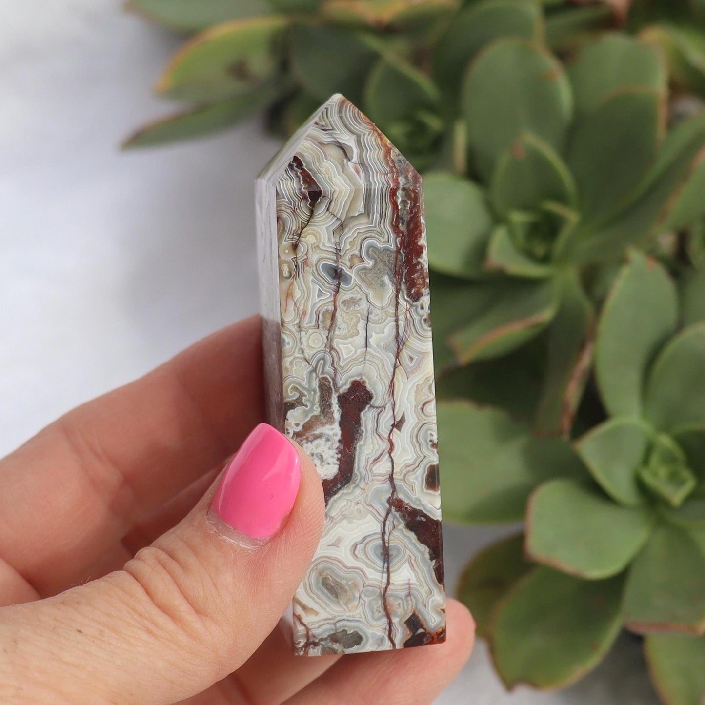Mexican Crazy Lace Agate Obelisk