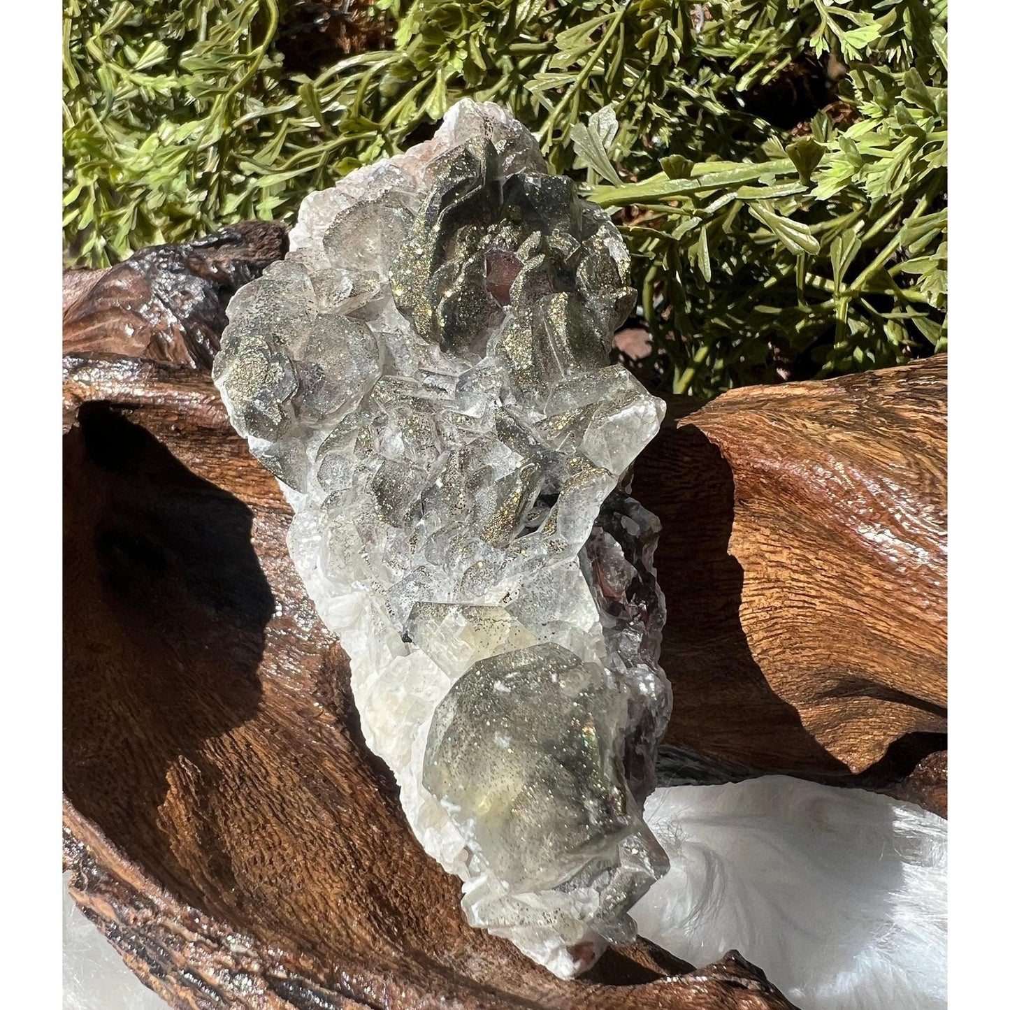 Glittering Pyrite on Blade Calcite, Natural Mineral Specimen, Hubei China
