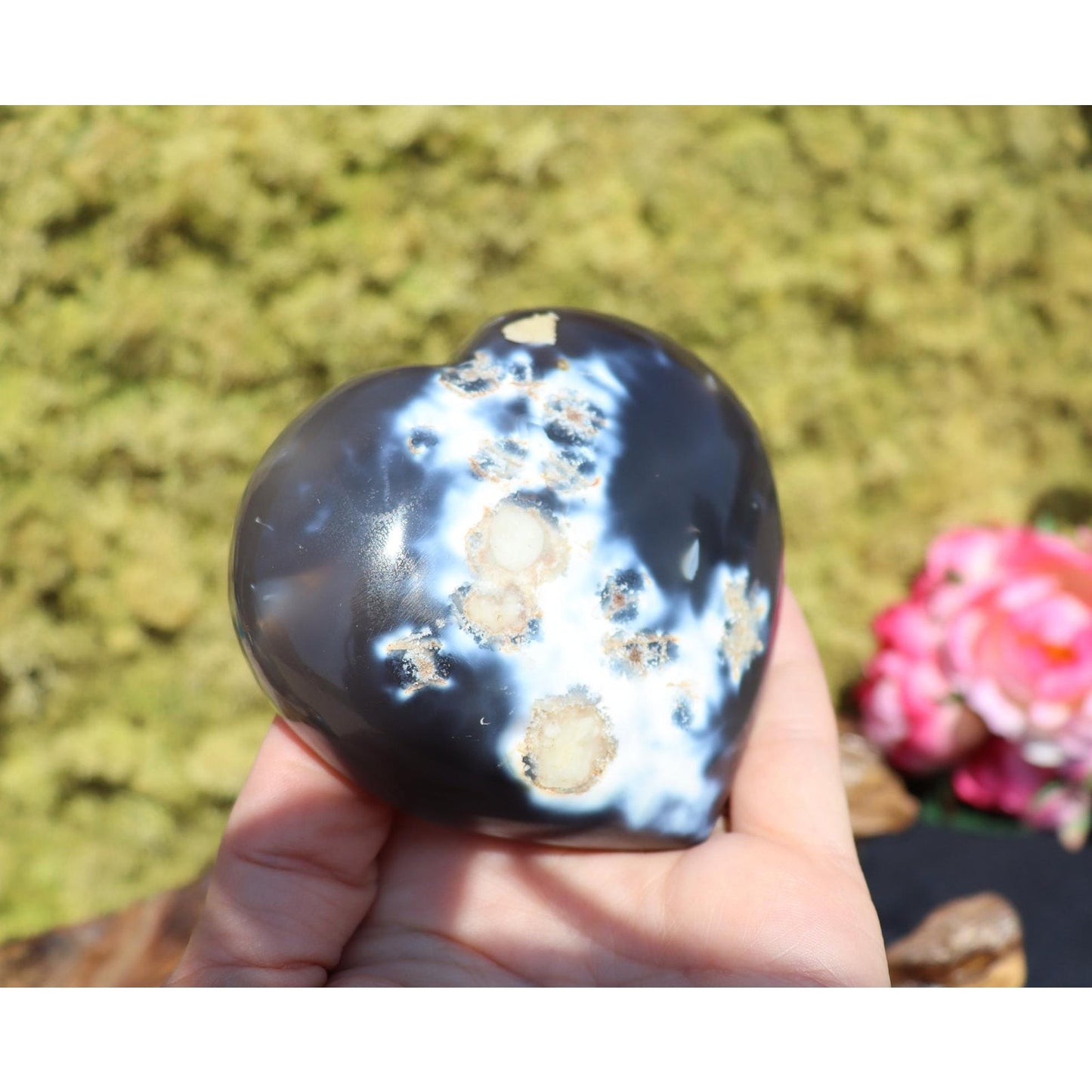 Orca Agate Crystal Heart