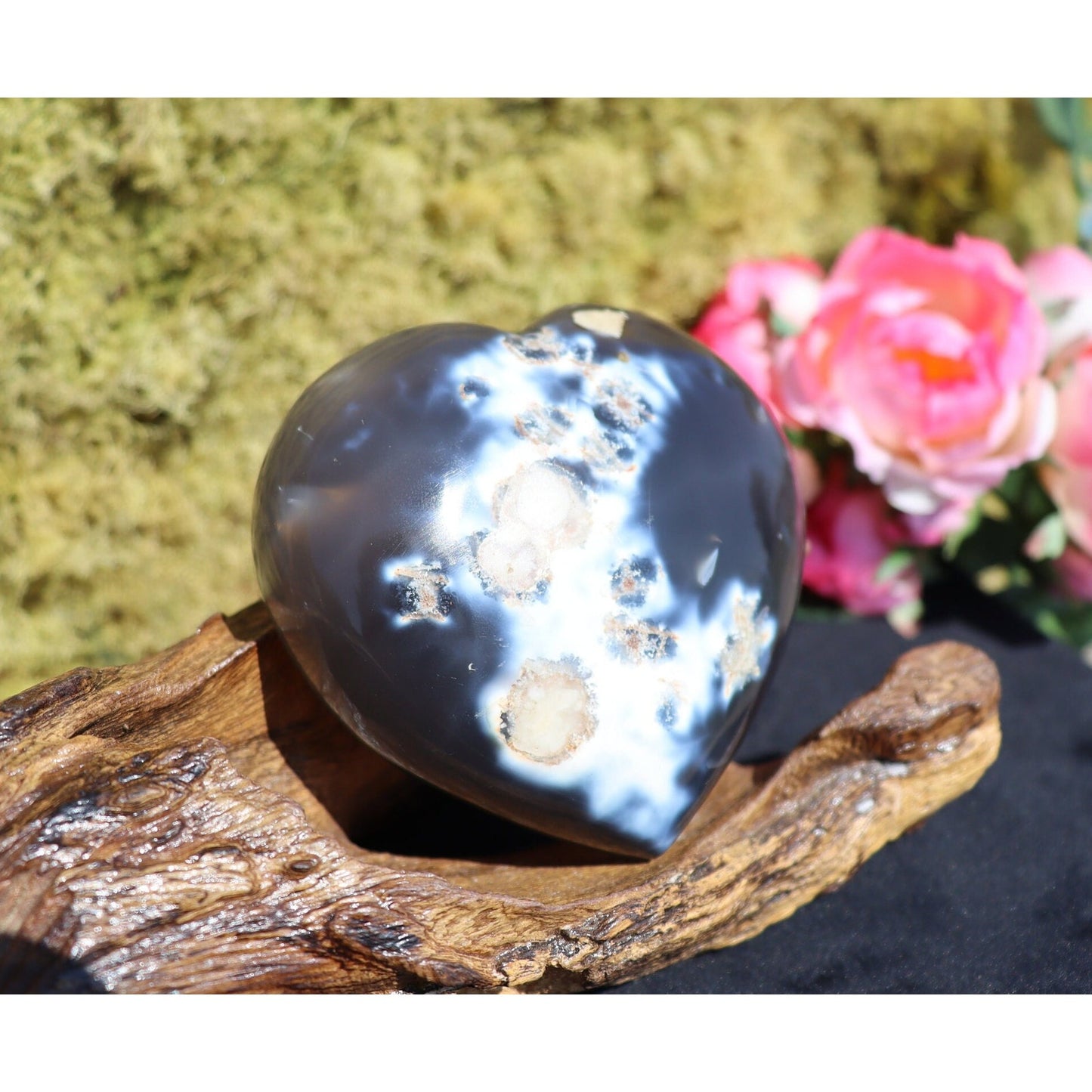 Orca Agate Crystal Heart