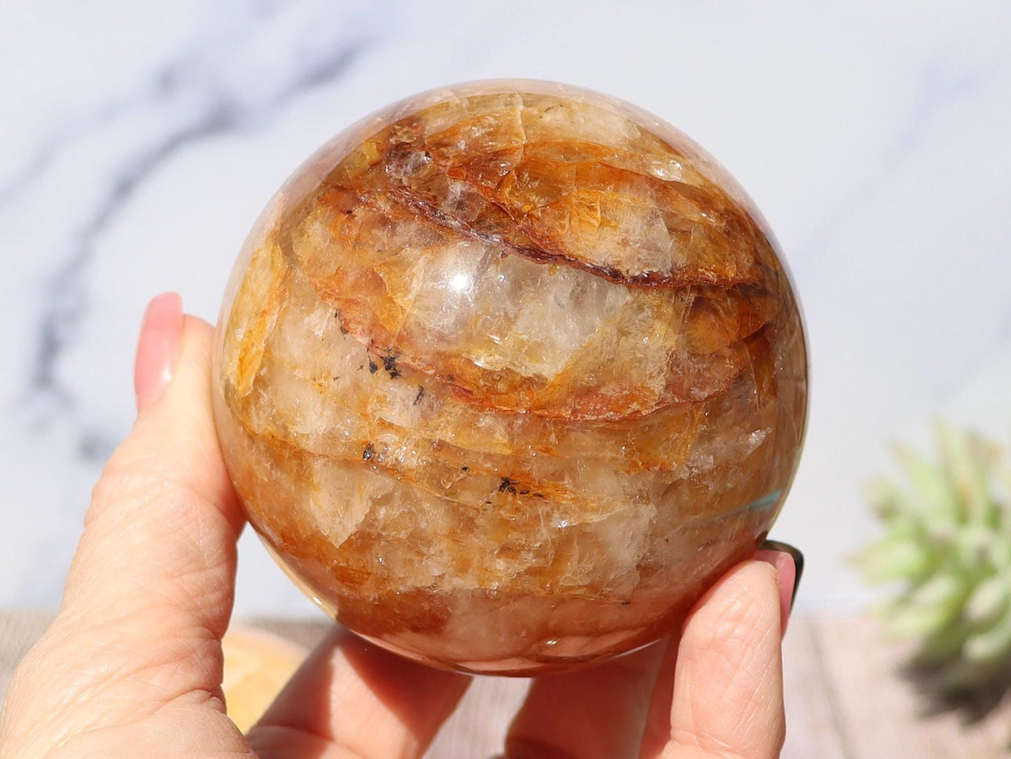 Golden Healer Quartz Sphere, Hematoid Quartz Sphere, Yellow Hematoid Quartz, Golden Healer Crystal Ball