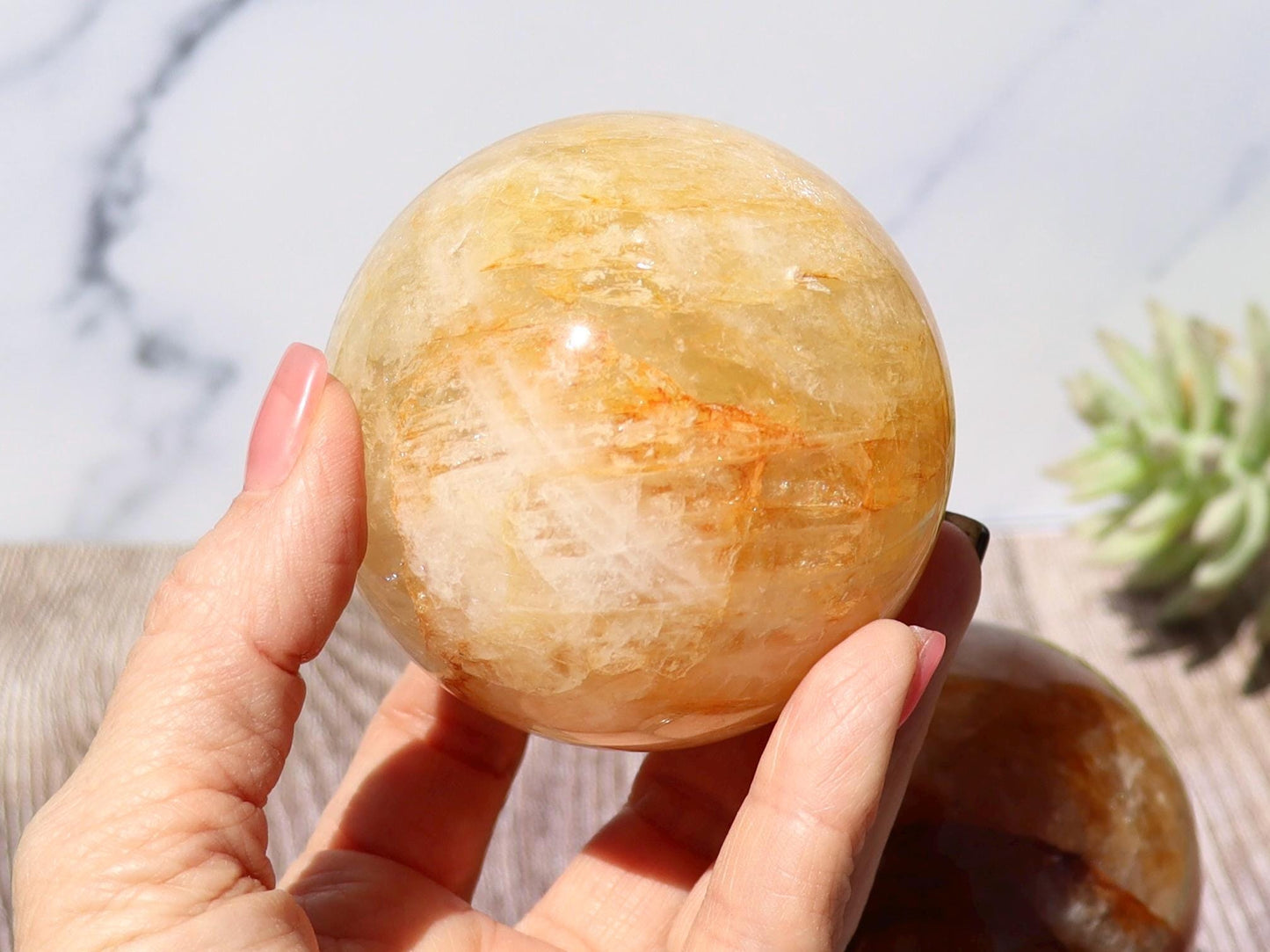 Golden Healer Quartz Sphere, Hematoid Quartz Sphere, Yellow Hematoid Quartz, Golden Healer Crystal Ball