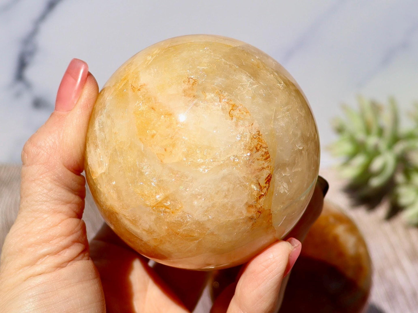 Golden Healer Quartz Sphere, Hematoid Quartz Sphere, Yellow Hematoid Quartz, Golden Healer Crystal Ball