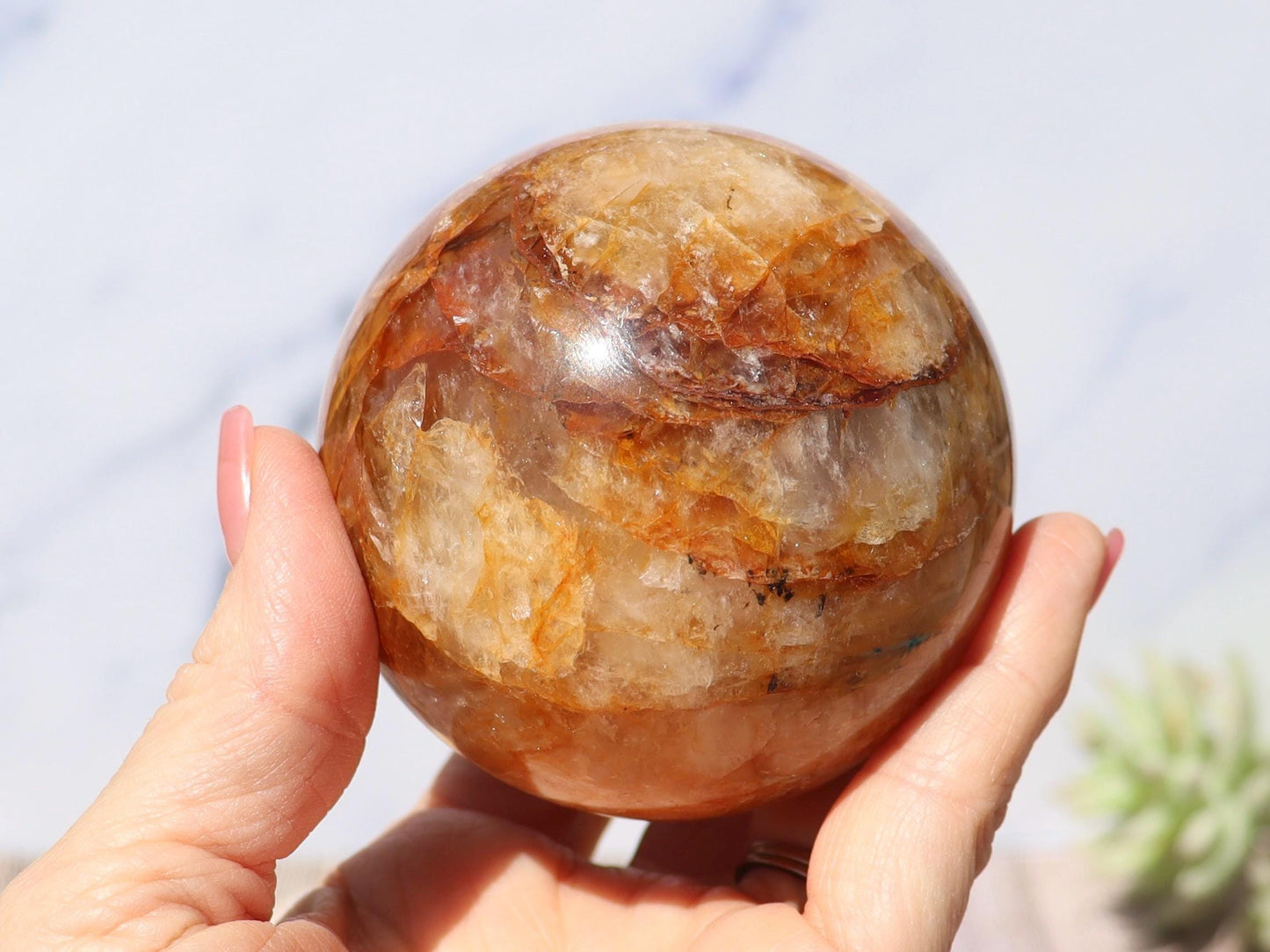 Golden Healer Quartz Sphere, Hematoid Quartz Sphere, Yellow Hematoid Quartz, Golden Healer Crystal Ball