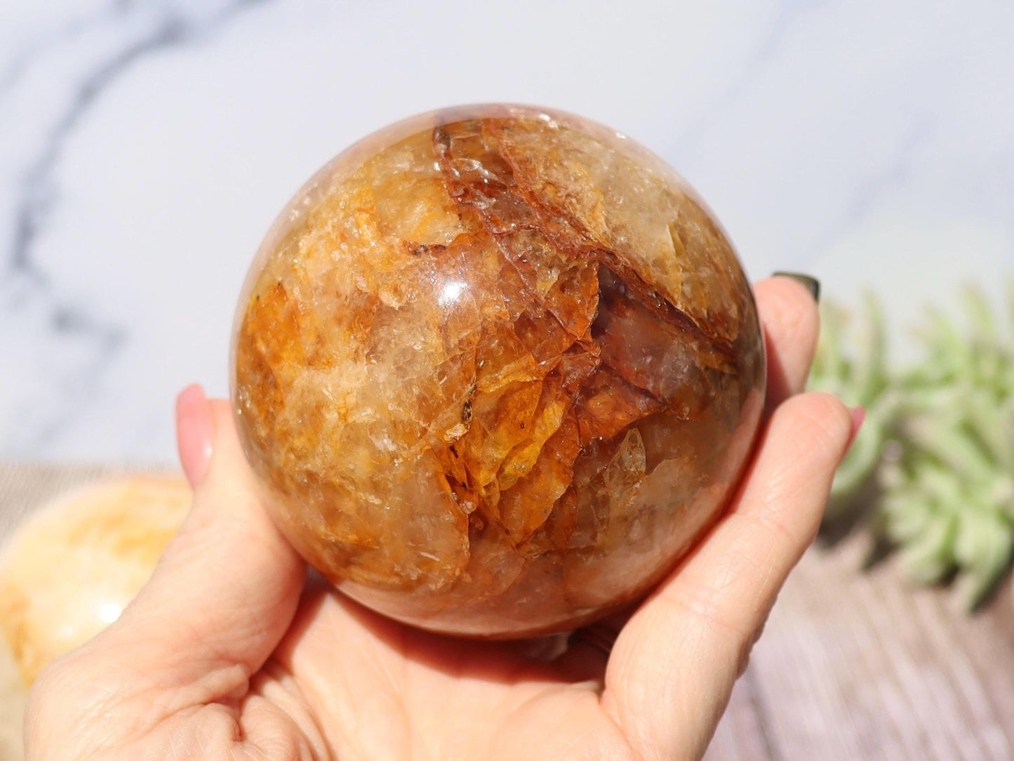 Golden Healer Quartz Sphere, Hematoid Quartz Sphere, Yellow Hematoid Quartz, Golden Healer Crystal Ball