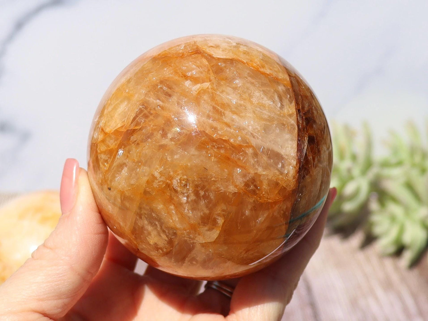 Golden Healer Quartz Sphere, Hematoid Quartz Sphere, Yellow Hematoid Quartz, Golden Healer Crystal Ball