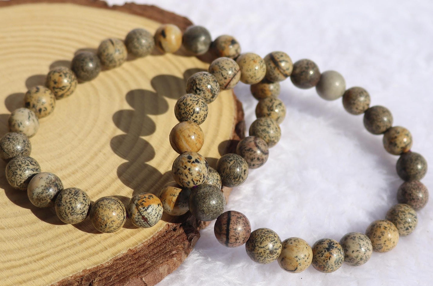 Leopard Skin Jasper Beaded Stretch Bracelet