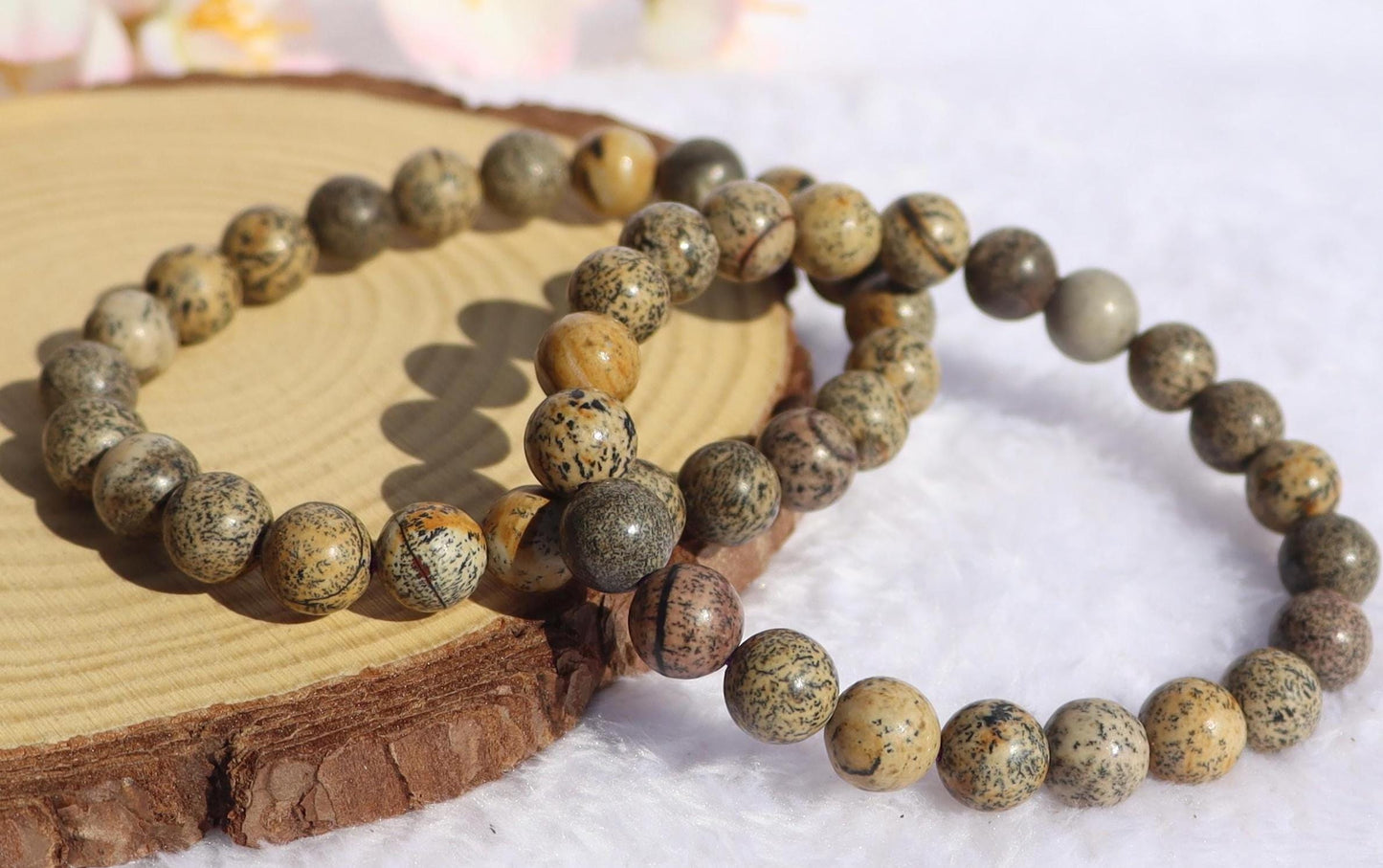 Leopard Skin Jasper Beaded Stretch Bracelet