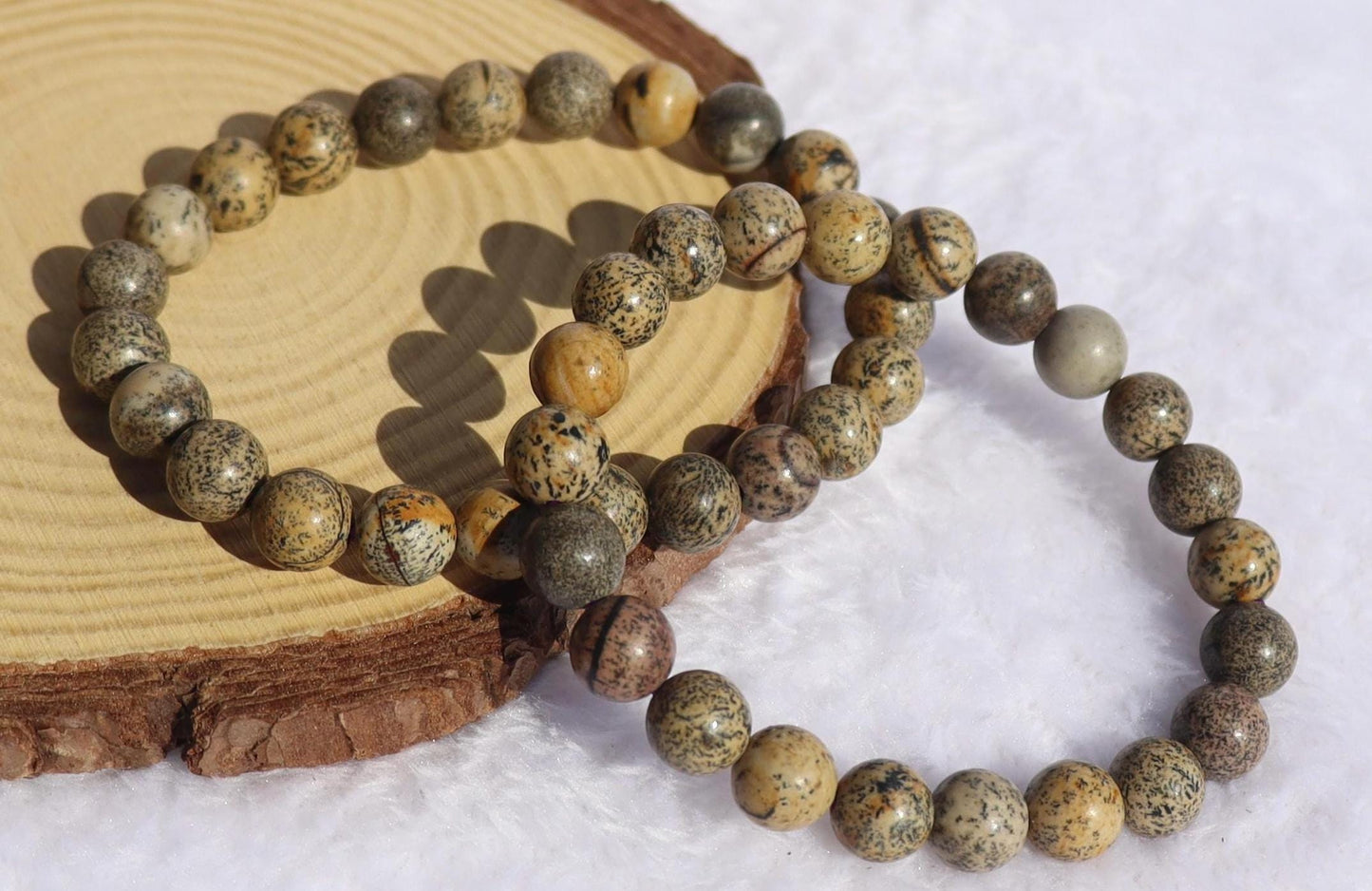 Leopard Skin Jasper Beaded Stretch Bracelet
