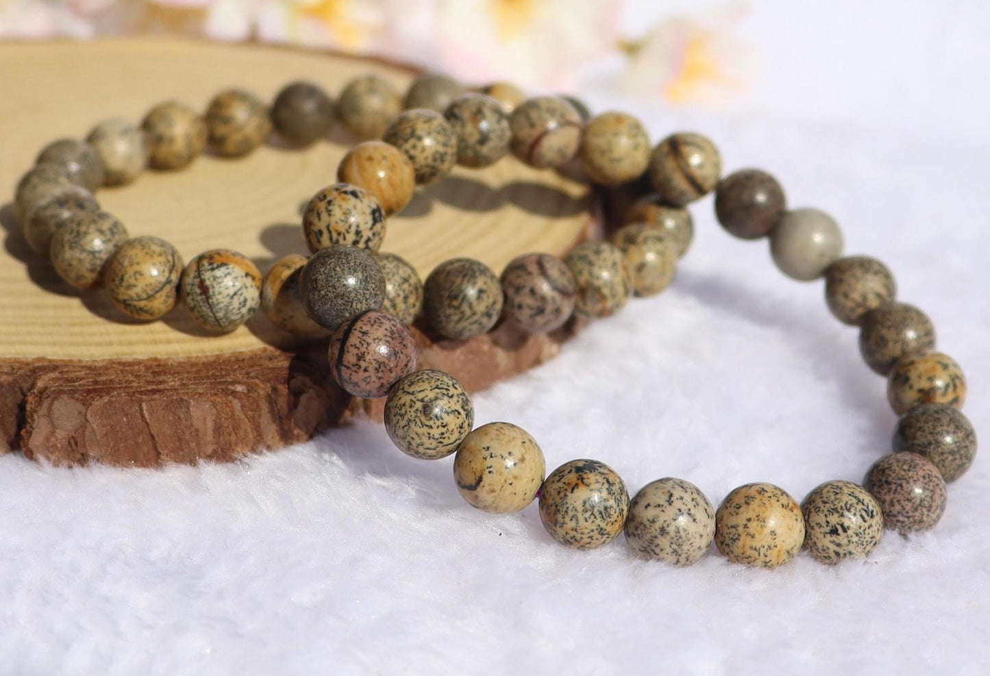 Leopard Skin Jasper Beaded Stretch Bracelet