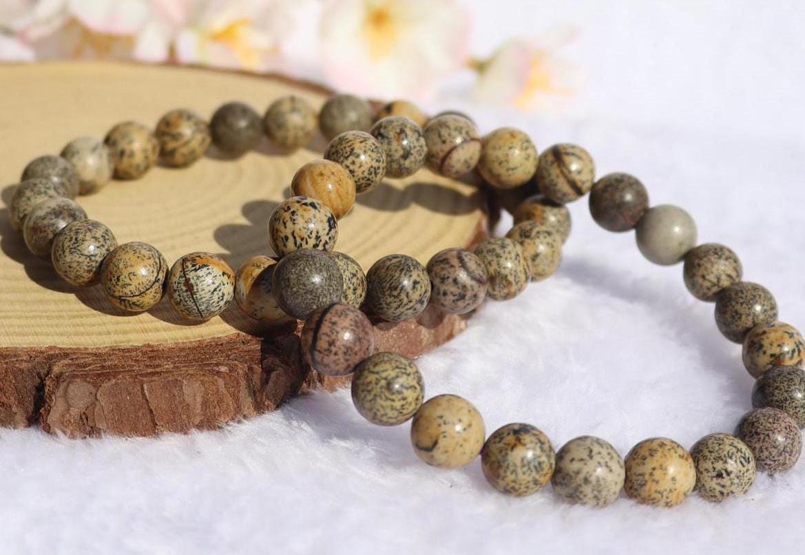 Leopard Skin Jasper Beaded Stretch Bracelet