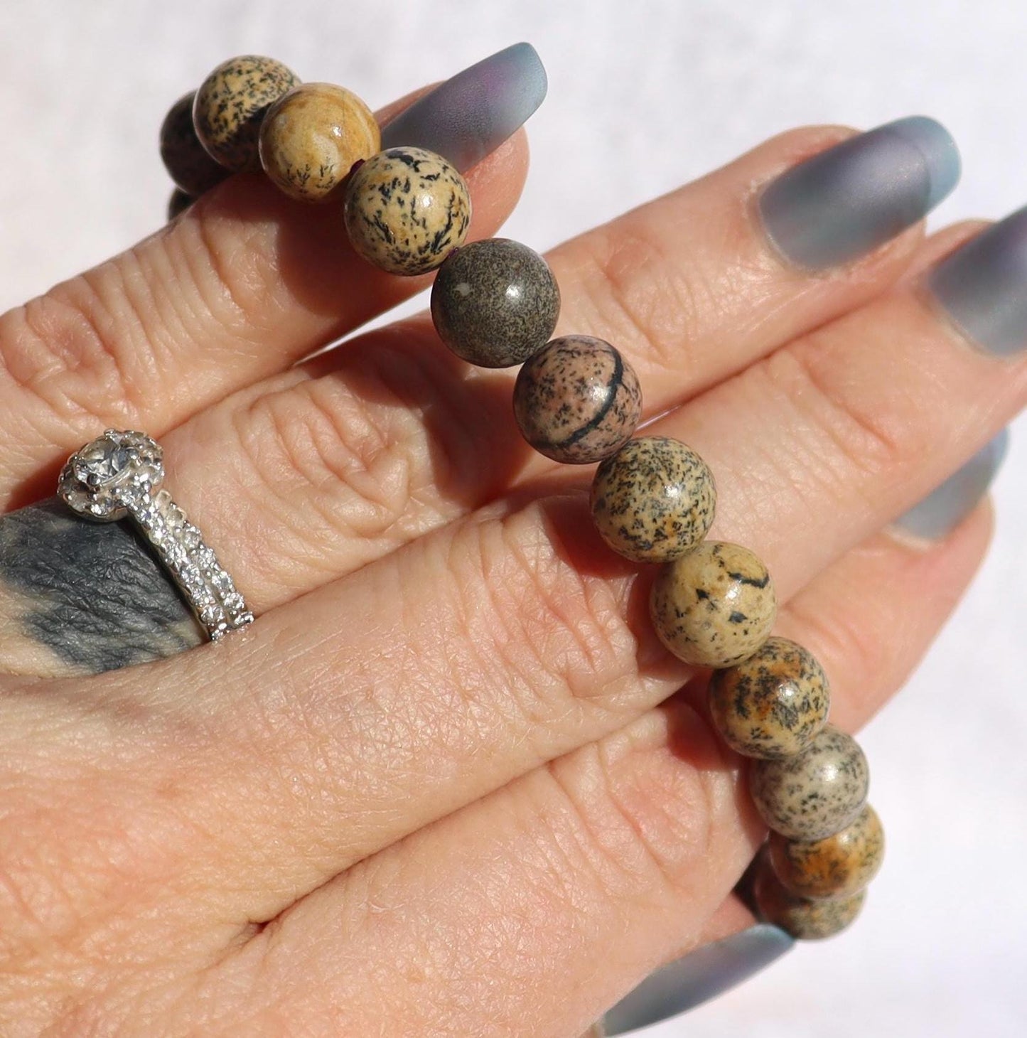 Leopard Skin Jasper Beaded Stretch Bracelet