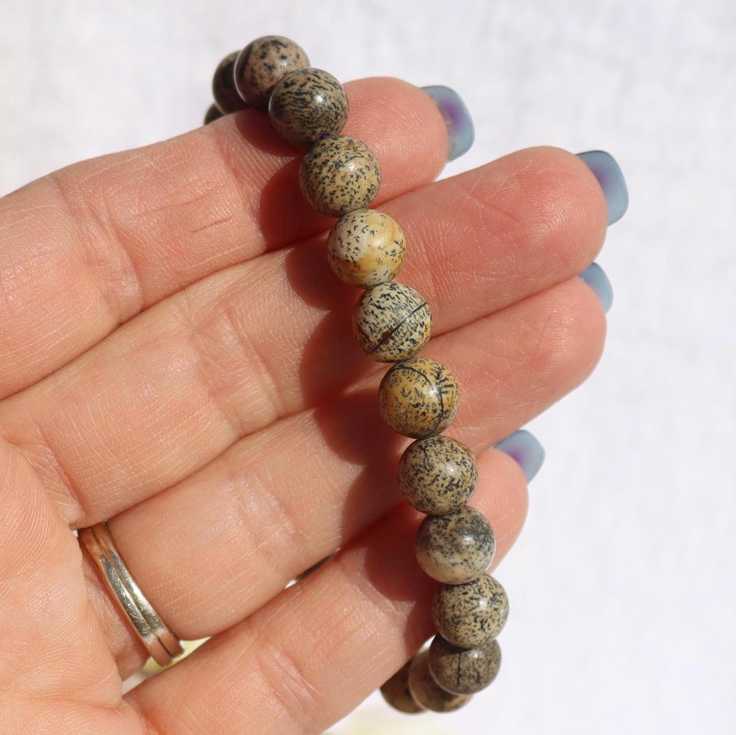 Leopard Skin Jasper Beaded Stretch Bracelet