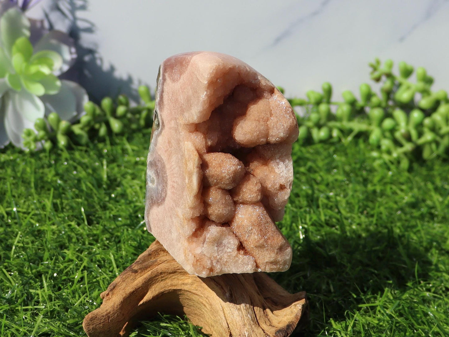 Druzy Pink Amethyst Cut Base