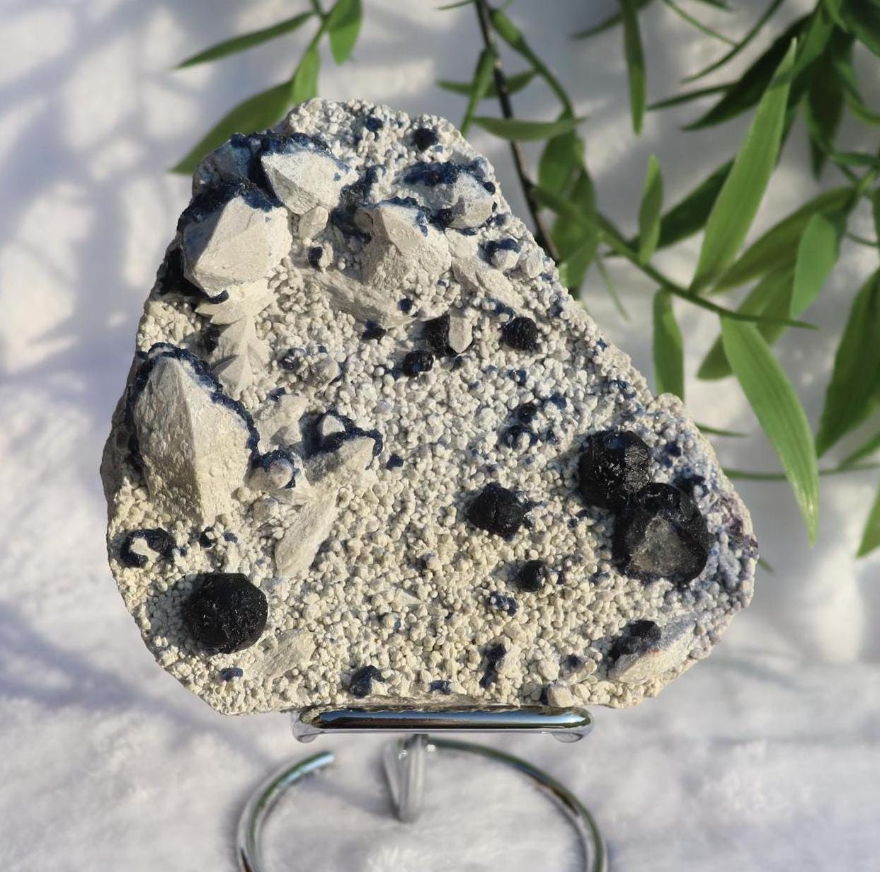 Blueberry Fluorite on Candle Quartz Specimen