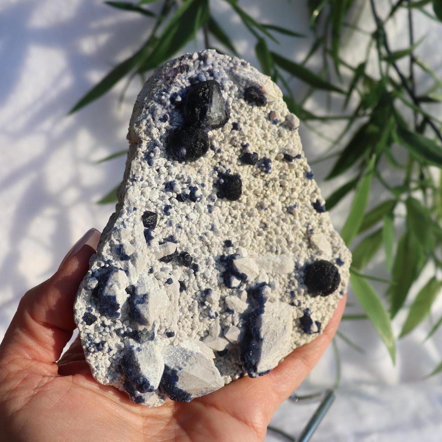 Blueberry Fluorite on Candle Quartz Specimen