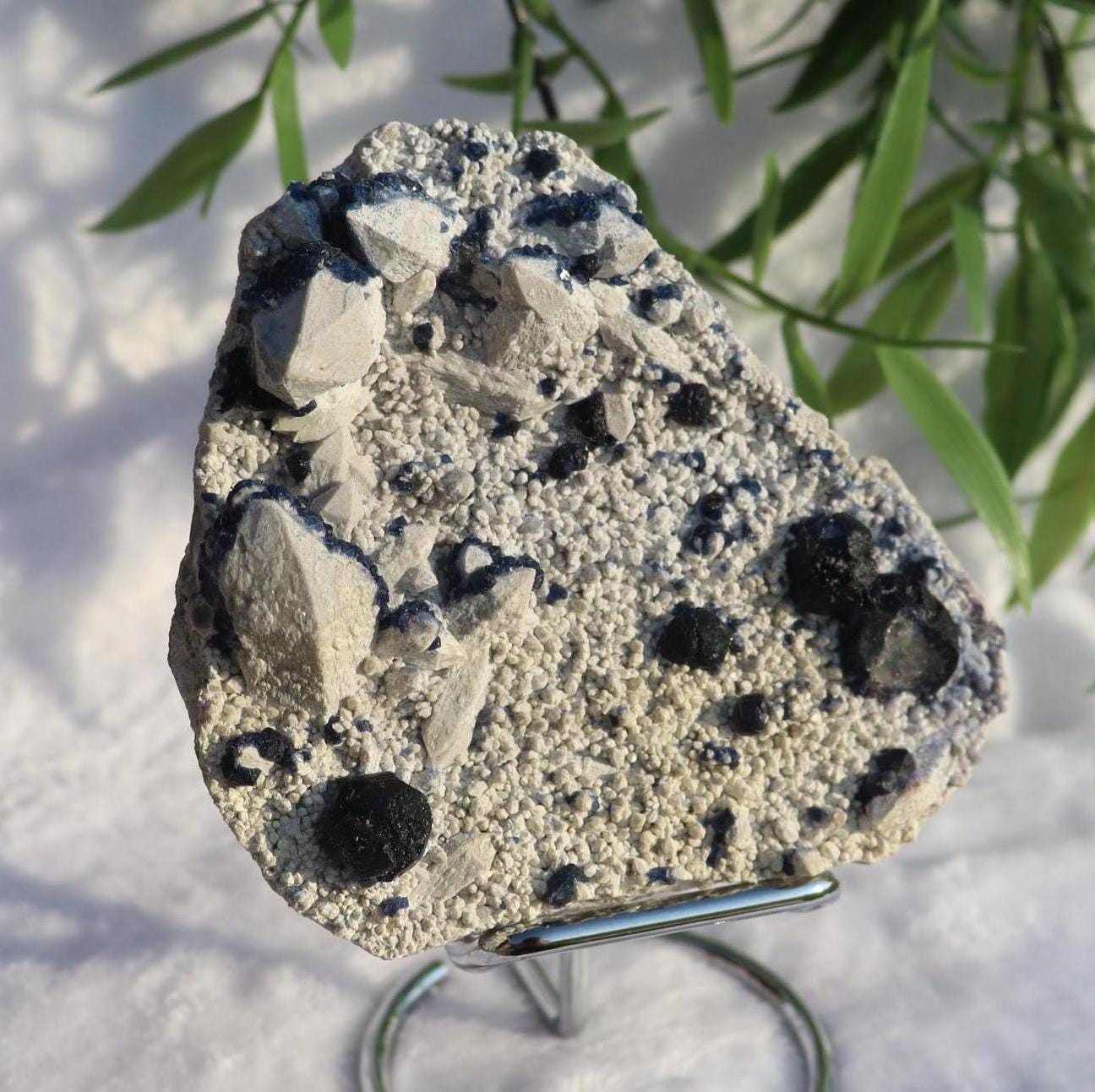 Blueberry Fluorite on Candle Quartz Specimen