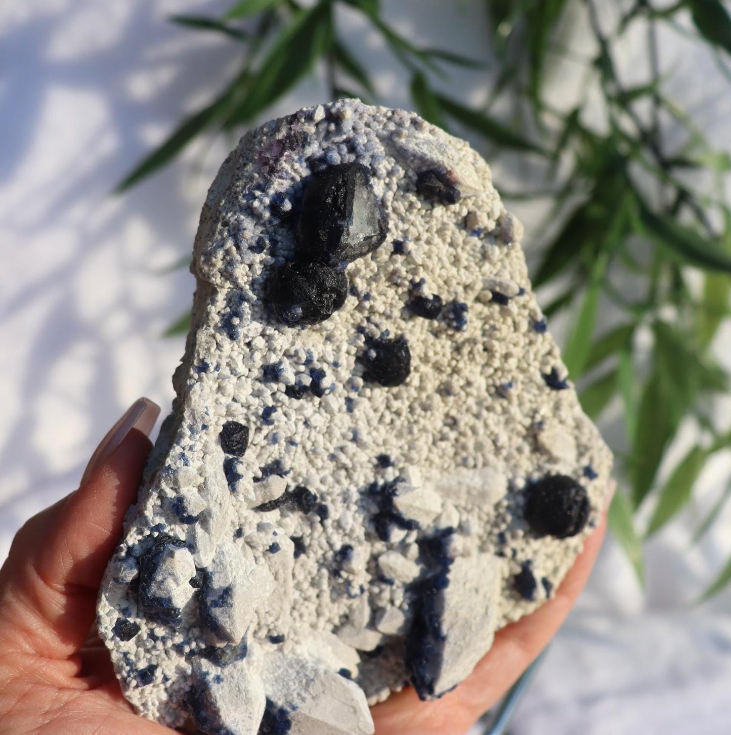 Blueberry Fluorite on Candle Quartz Specimen