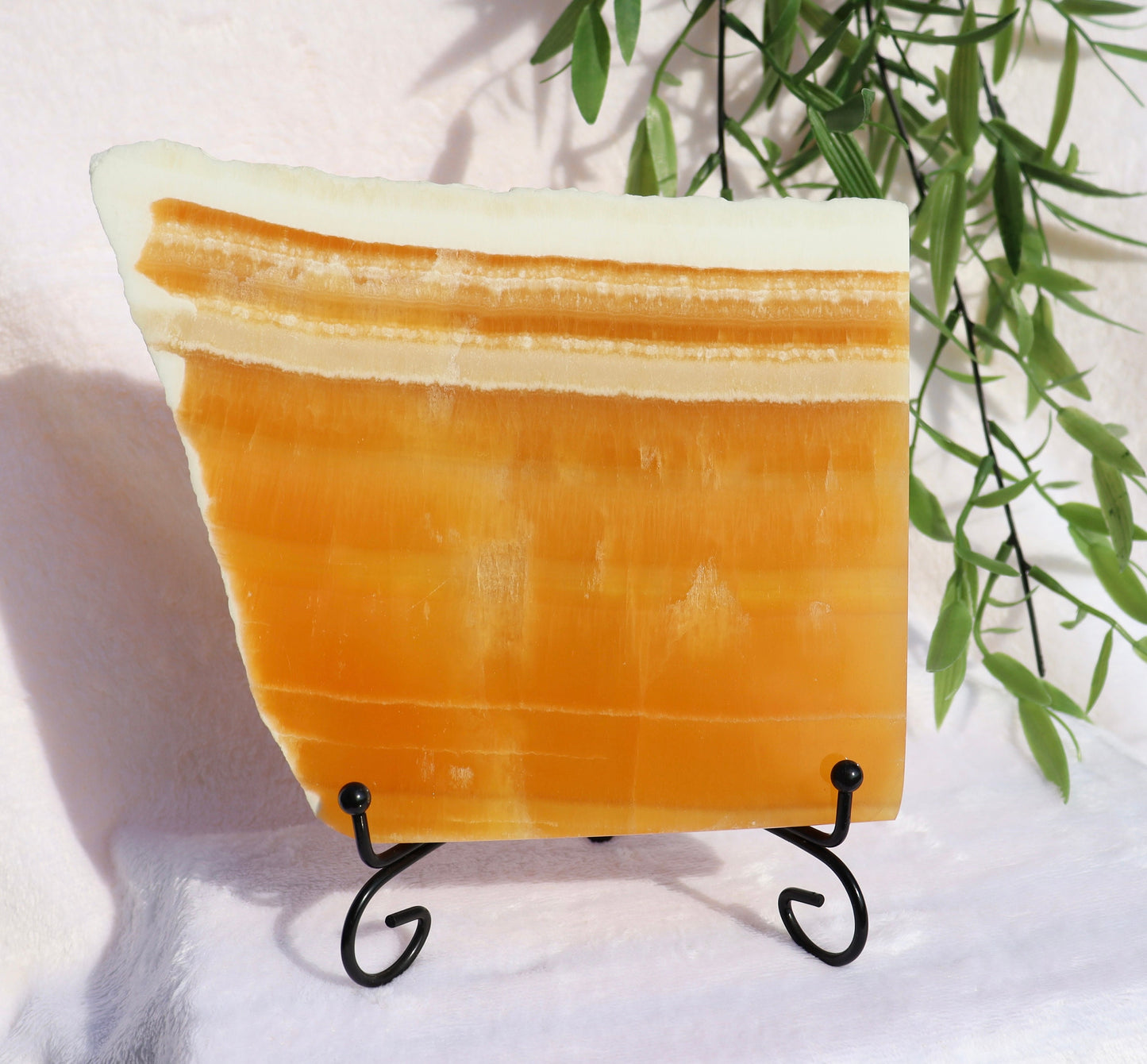 Large Orange Calcite Slab with Stand