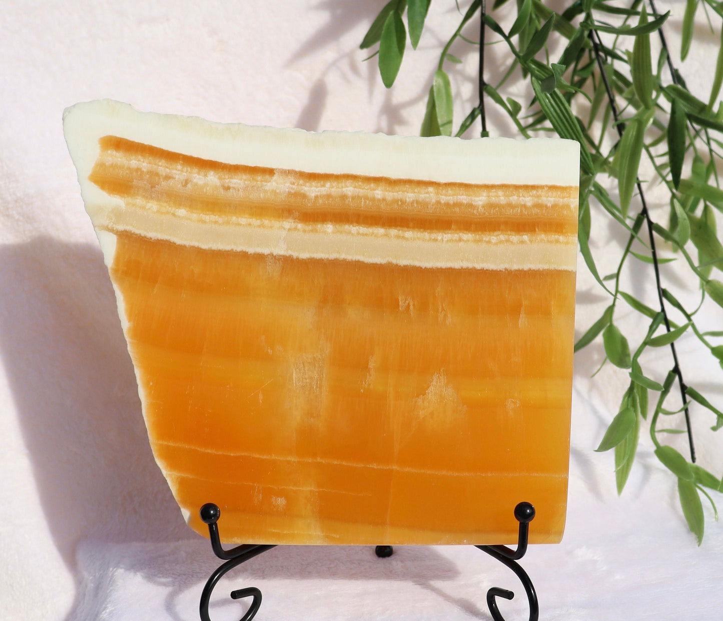 Large Orange Calcite Slab with Stand