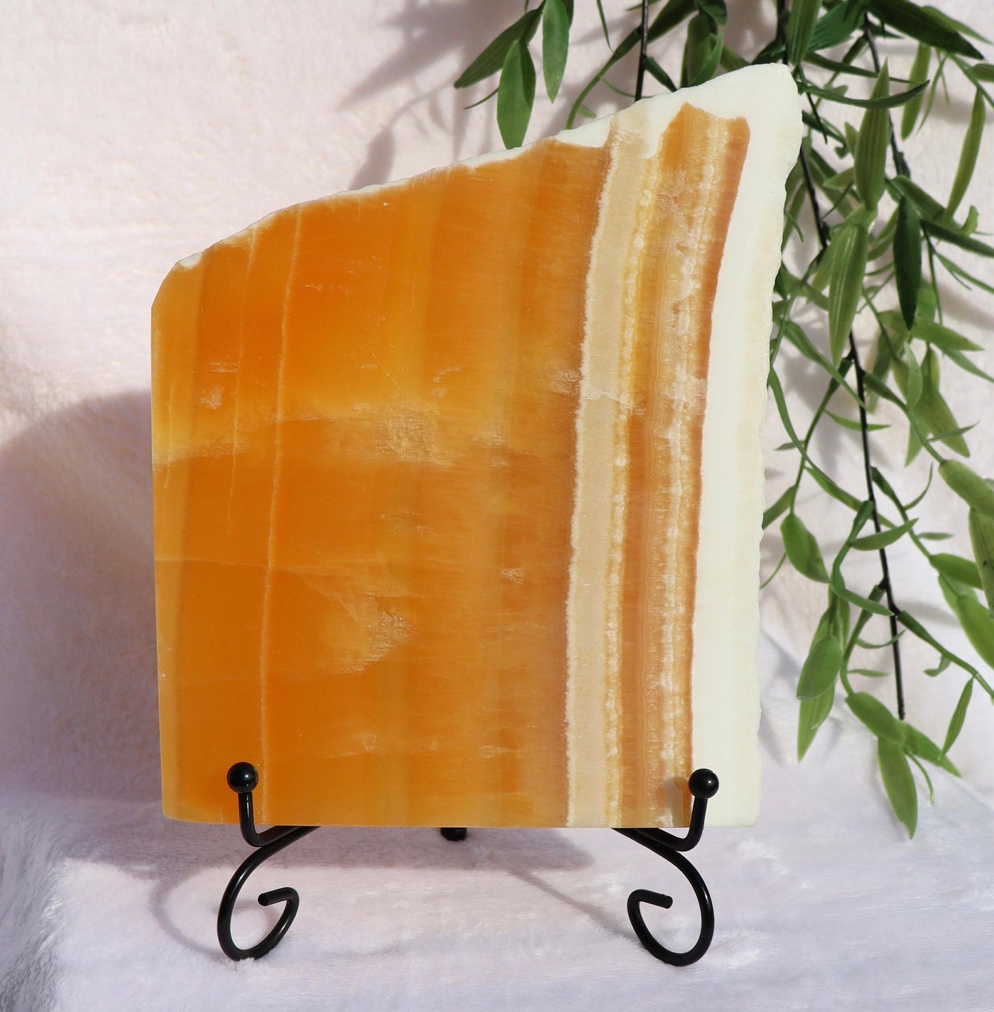Large Orange Calcite Slab with Stand