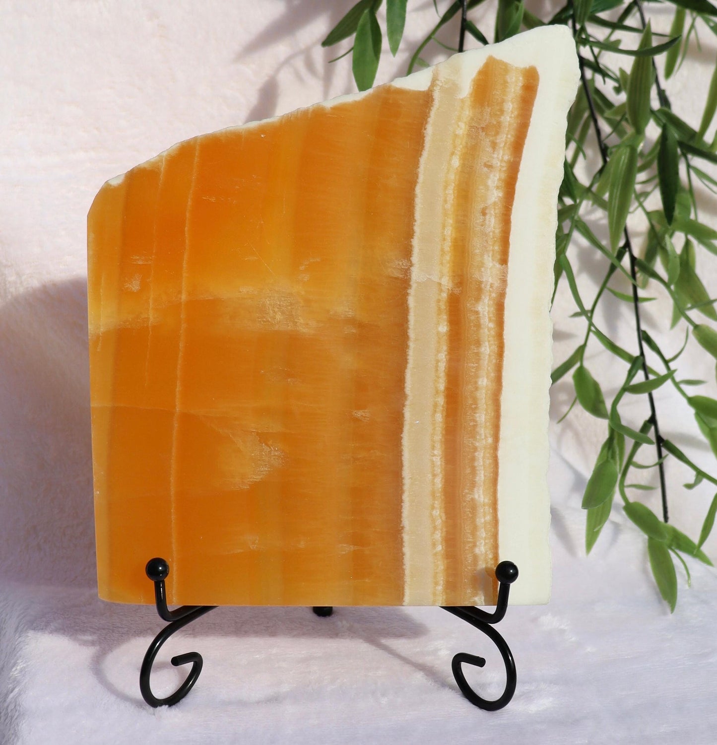 Large Orange Calcite Slab with Stand