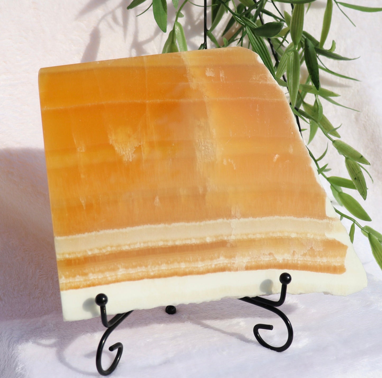 Large Orange Calcite Slab with Stand
