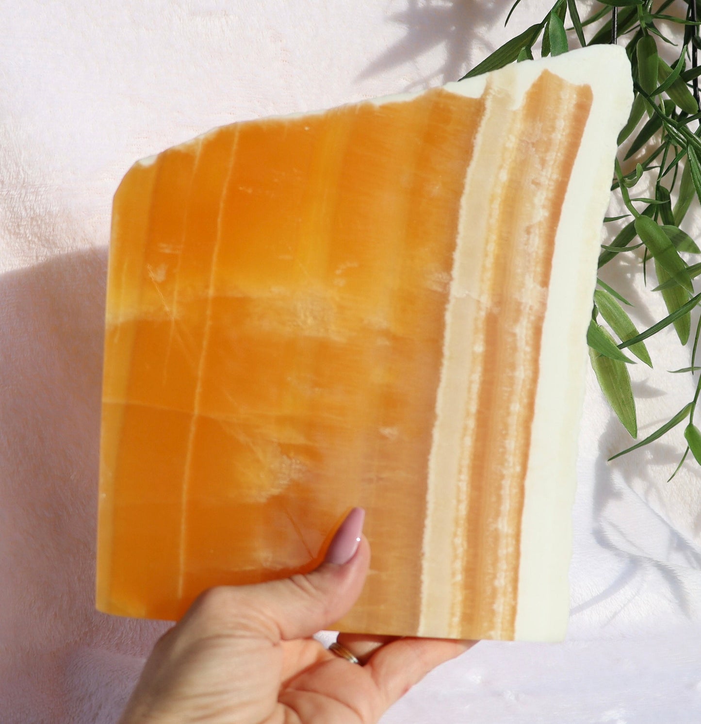 Large Orange Calcite Slab with Stand