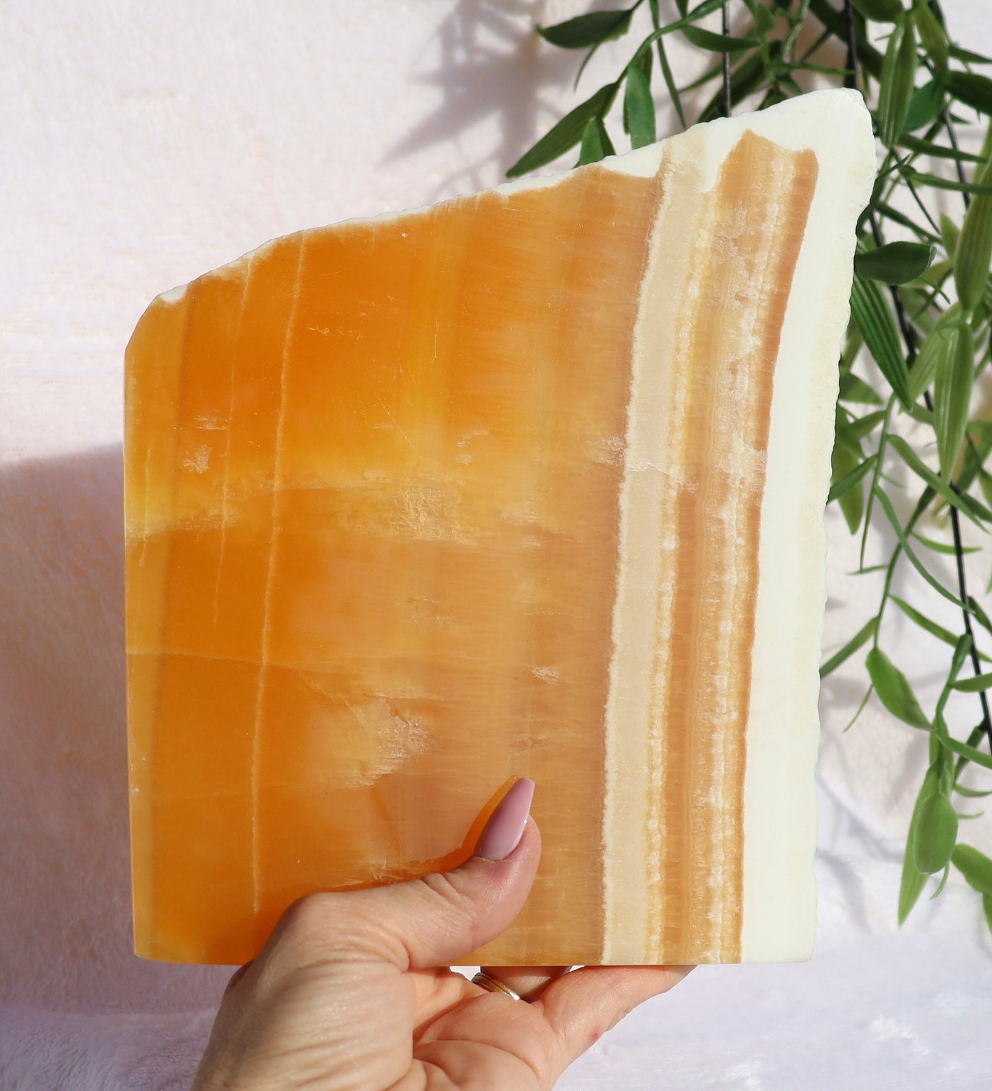 Large Orange Calcite Slab with Stand