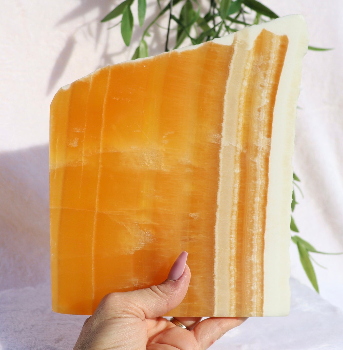 Large Orange Calcite Slab with Stand
