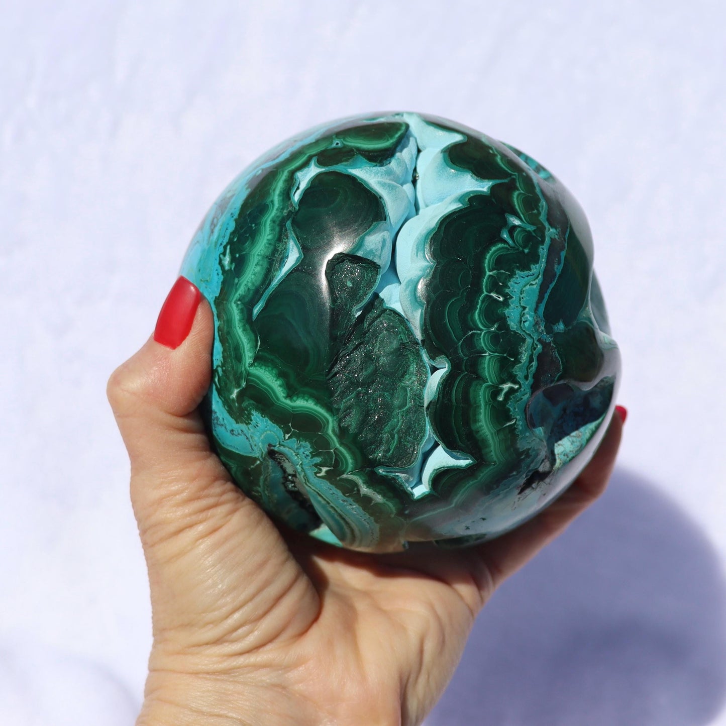 Large Chrysocolla Malachite Sphere - Chrysocolla Malachite Statement Piece