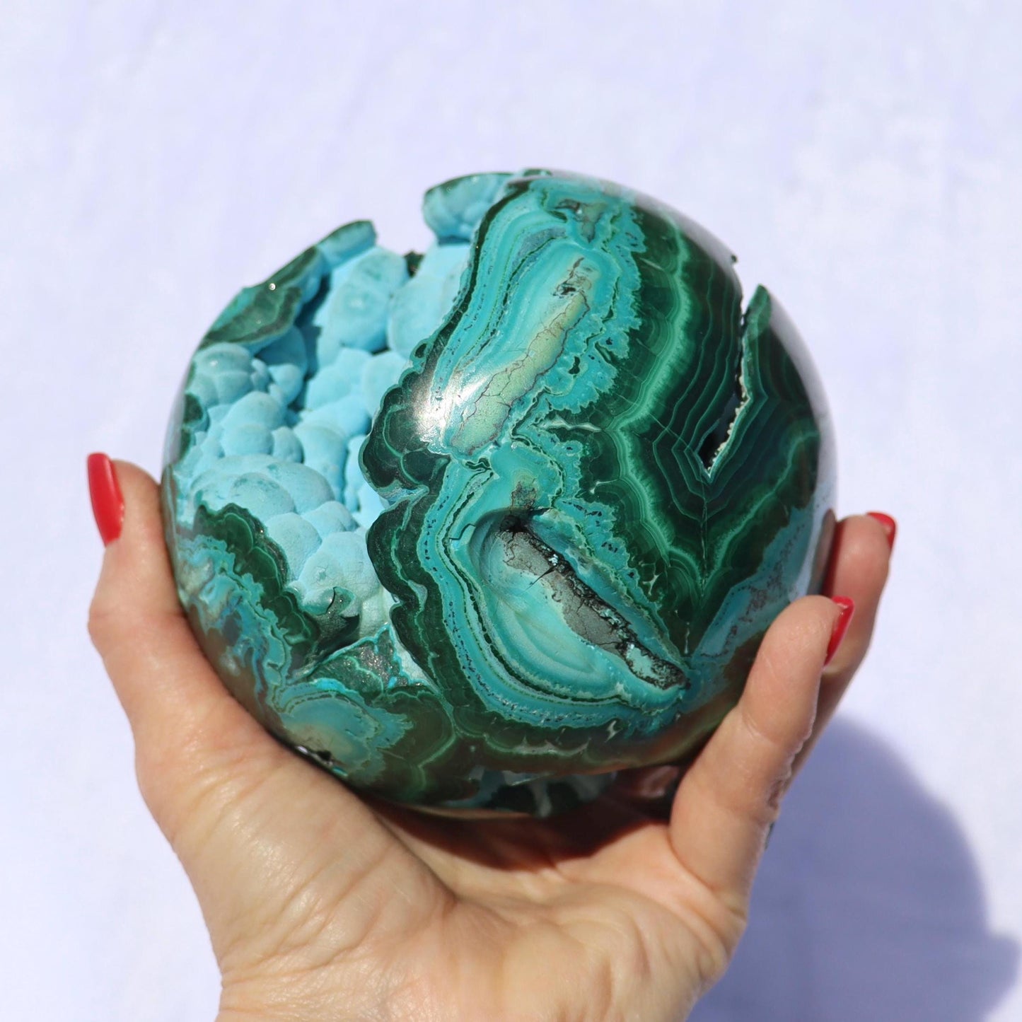 Large Chrysocolla Malachite Sphere - Chrysocolla Malachite Statement Piece