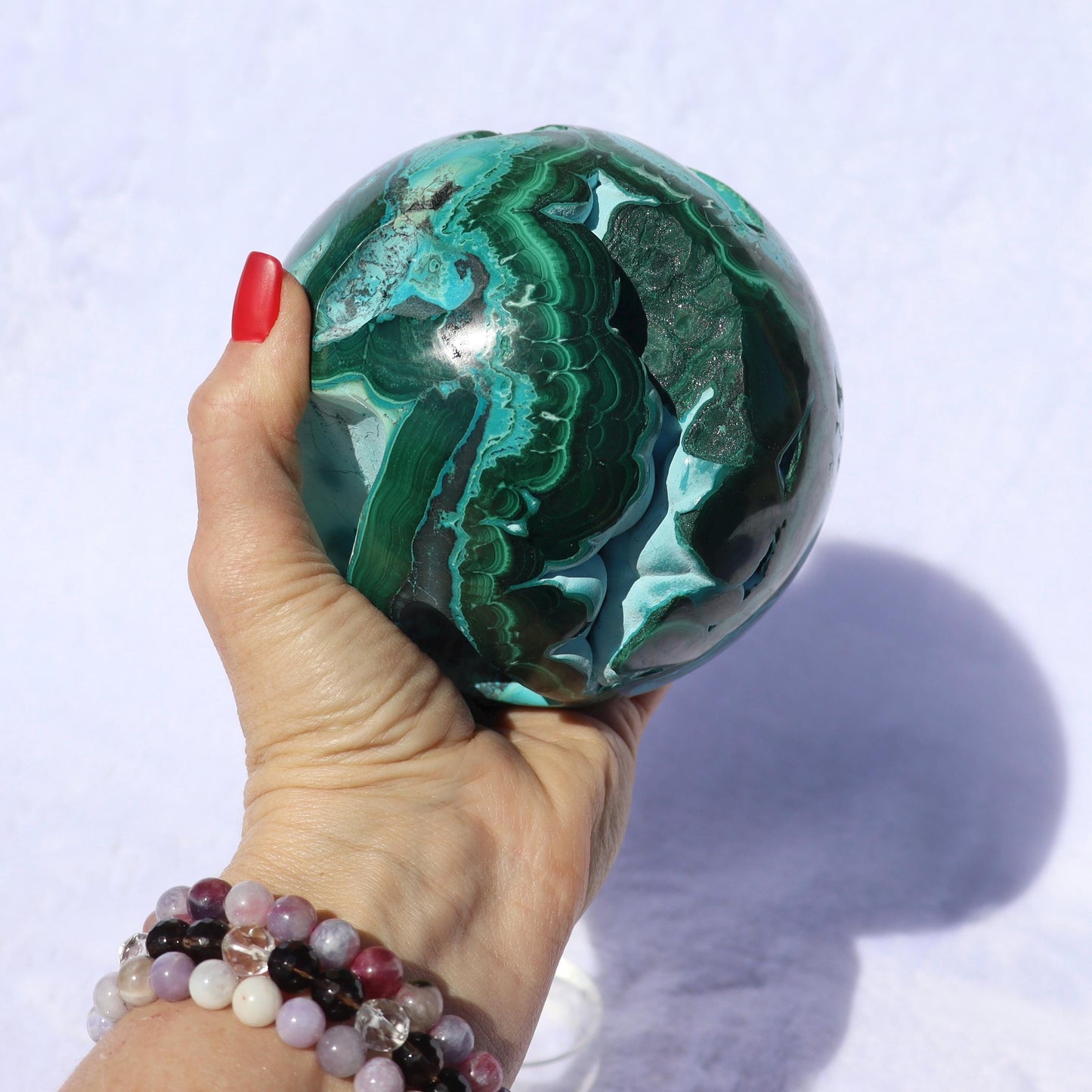 Large Chrysocolla Malachite Sphere - Chrysocolla Malachite Statement Piece