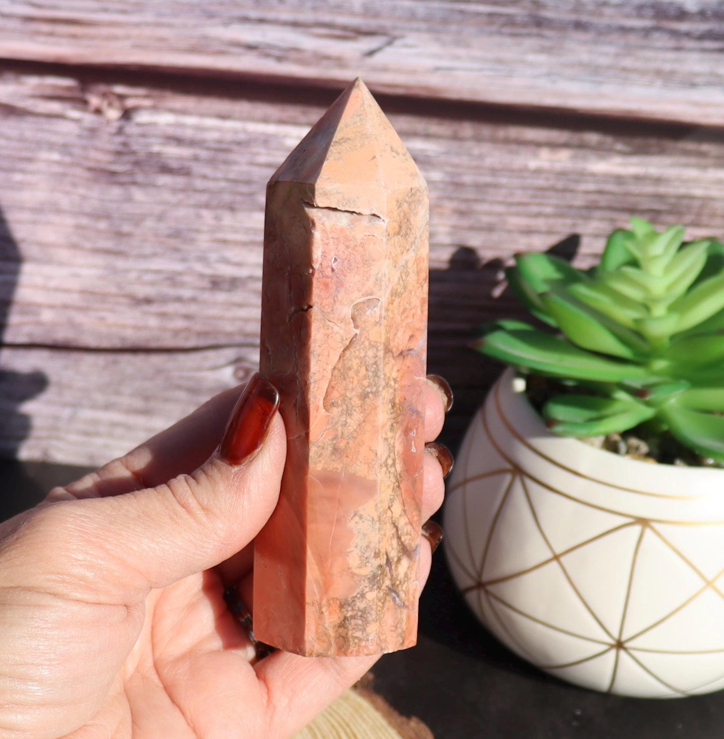 Pink Agate Crystal Tower, Cotton Candy Agate Point