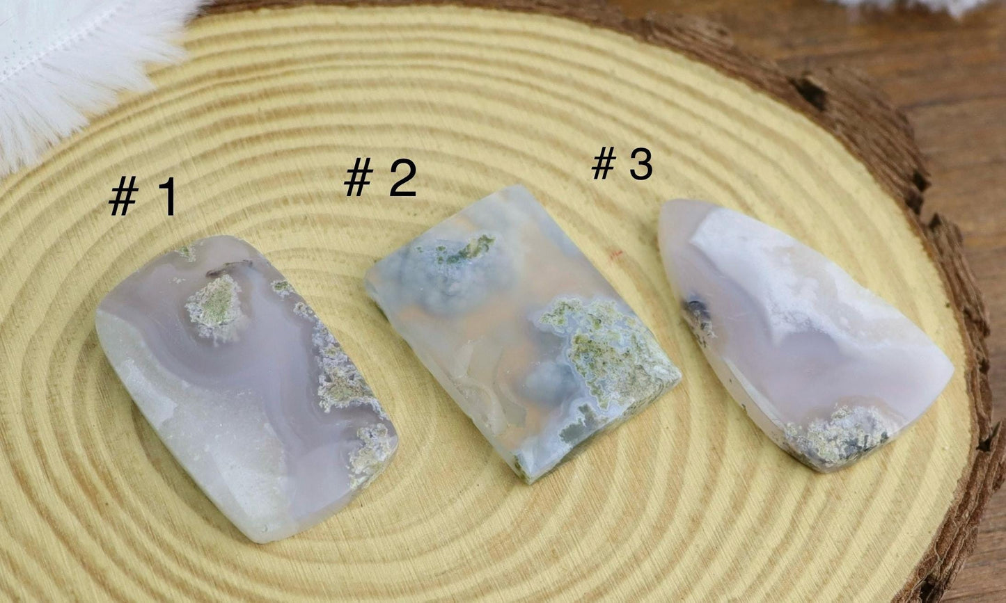 Moss Agate Crystal Cabochon, Crystal Jewelry Making