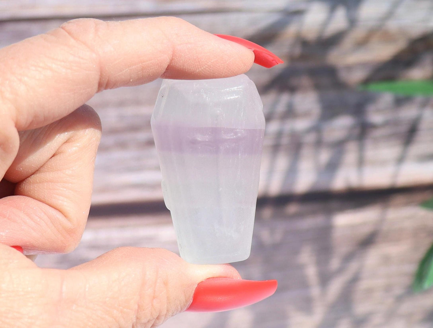 Rainbow Fluorite Crystal Coffin Carving