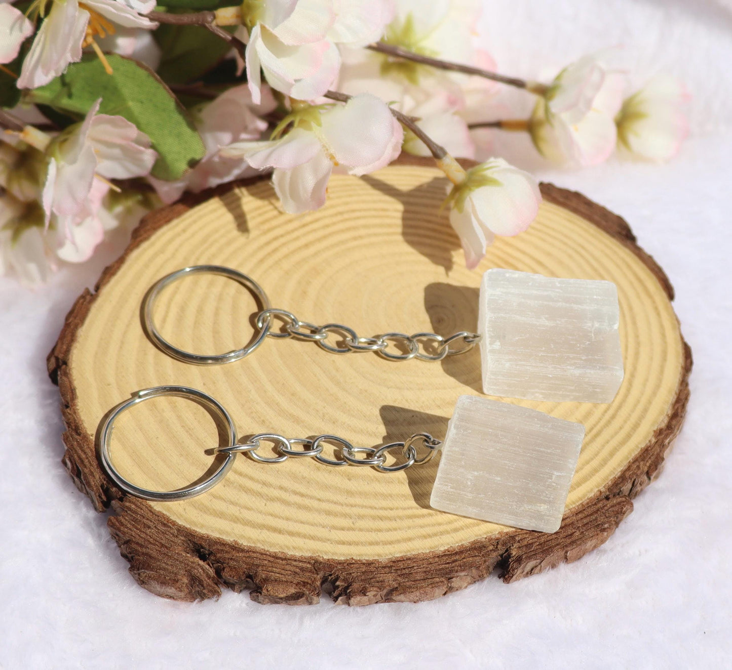 Selenite Key Chain