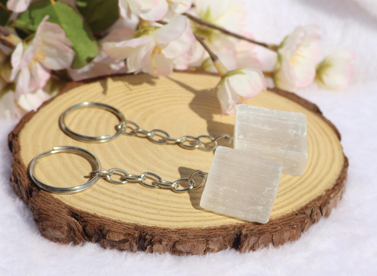 Selenite Key Chain