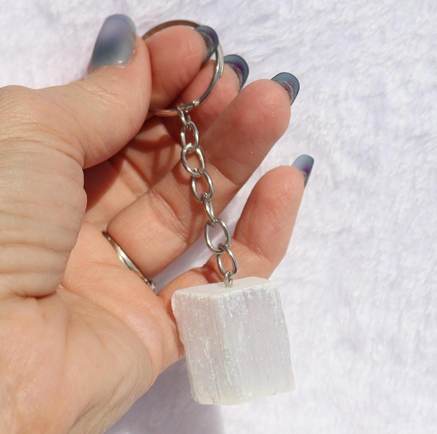 Selenite Key Chain