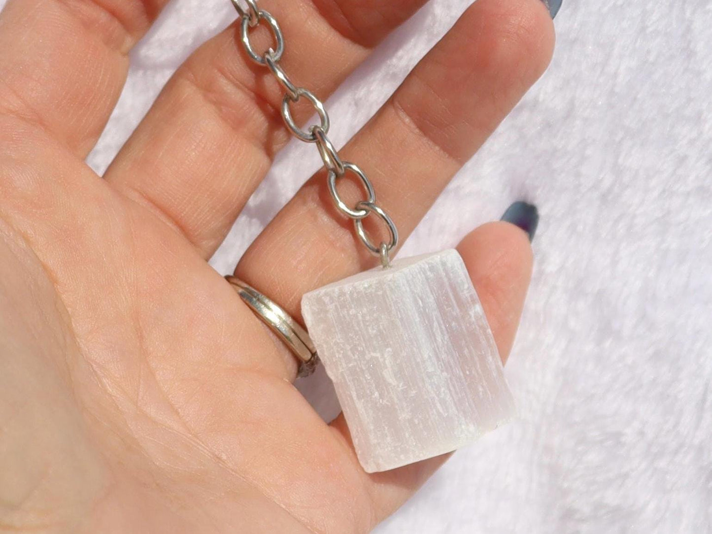 Selenite Key Chain