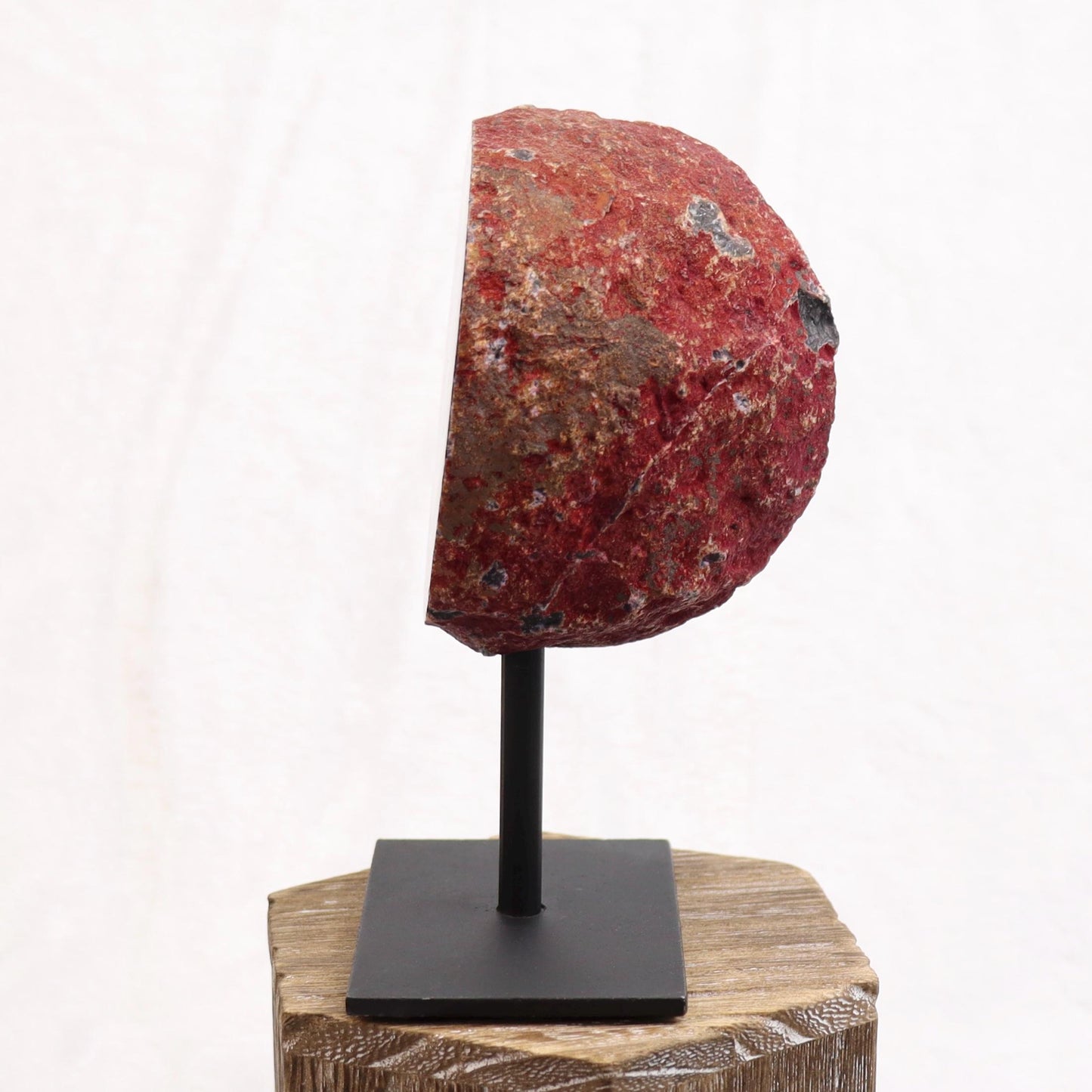 Dyed Pink Agate Geode Half: Polished Crystal Decor on Stand