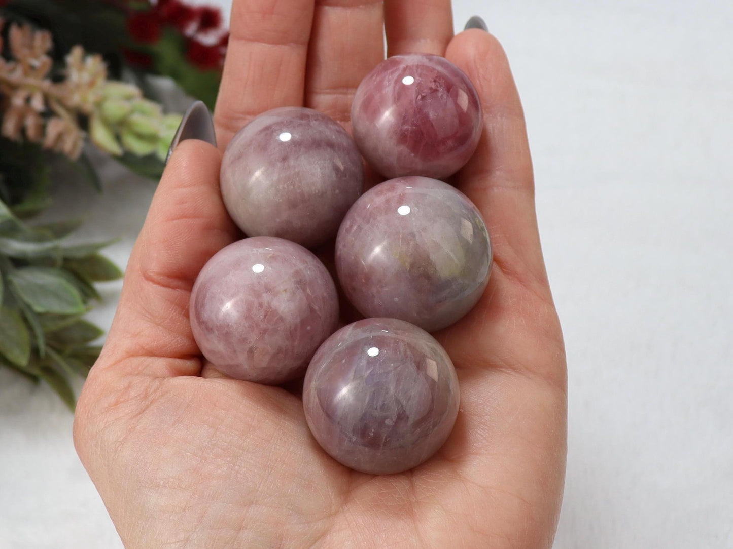 Lavender Rose Quartz Spheres - Purple Rose Quartz