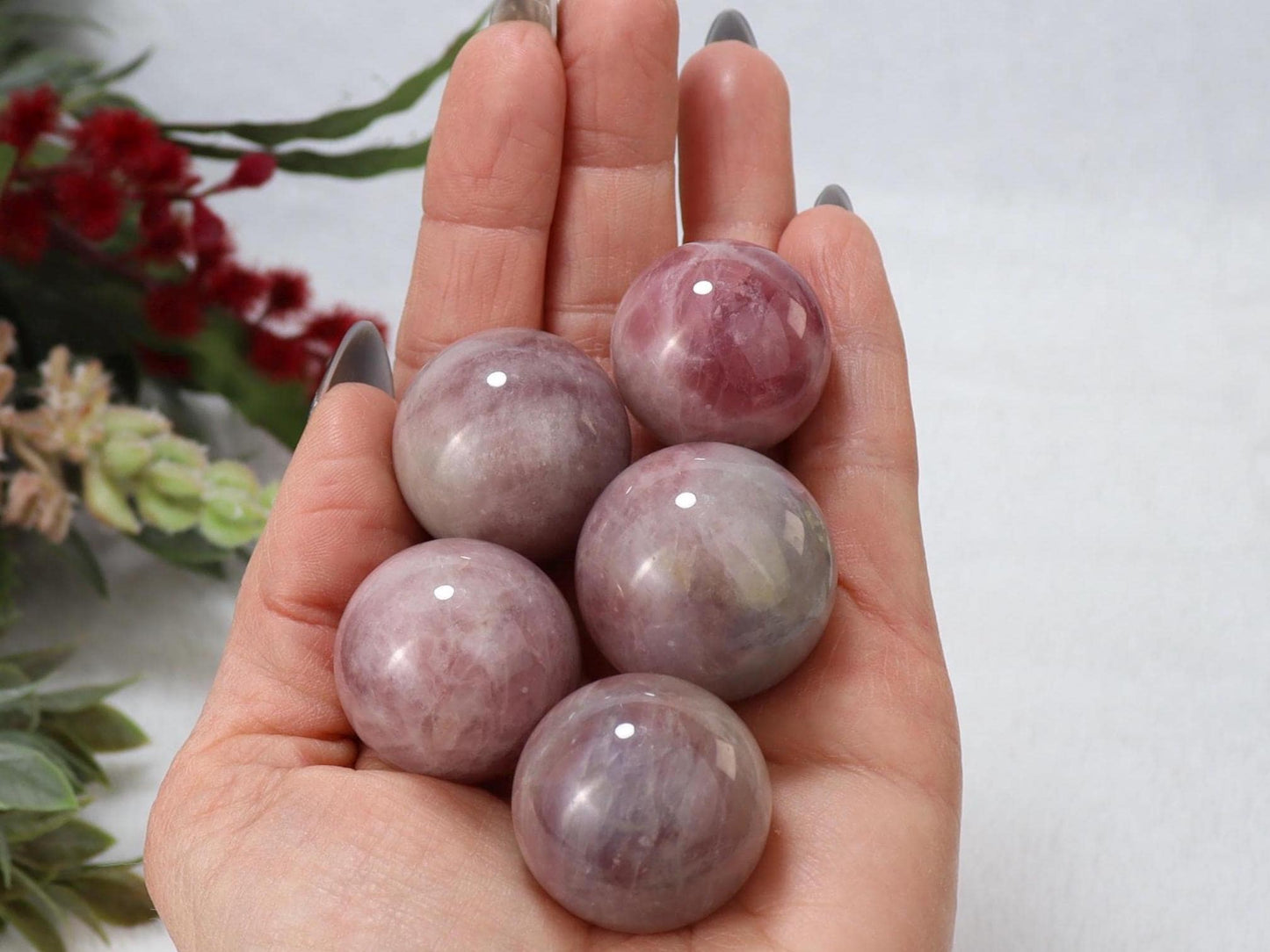 Lavender Rose Quartz Spheres - Purple Rose Quartz
