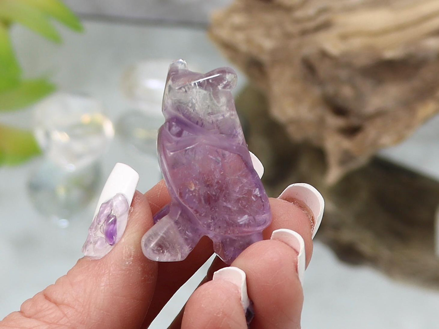 Phantom Amethyst Owl from Brazil - Healing Crystal