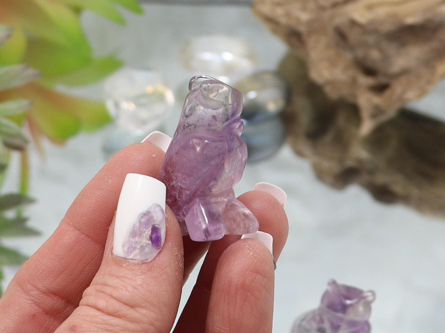 Phantom Amethyst Owl from Brazil - Healing Crystal