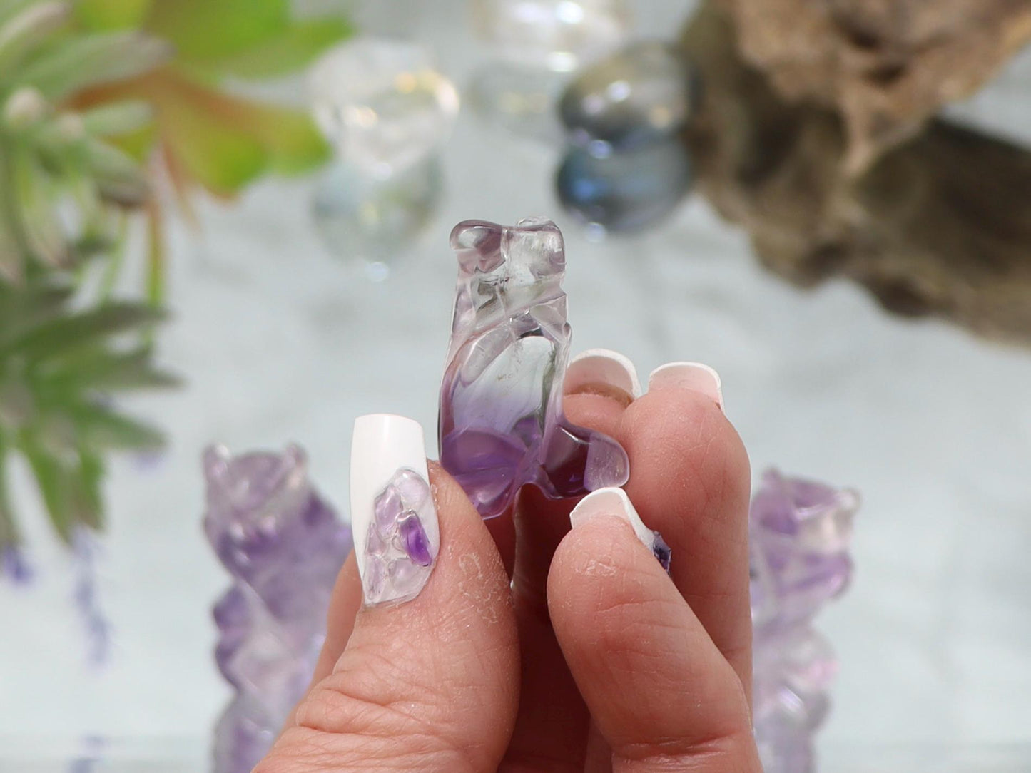 Phantom Amethyst Owl from Brazil - Healing Crystal