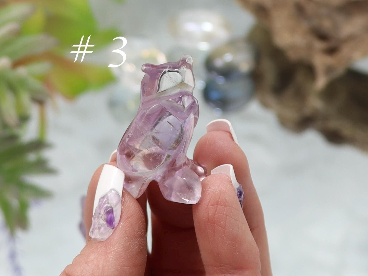Phantom Amethyst Owl from Brazil - Healing Crystal